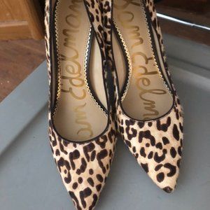 Sam Edelman Leopard Calf Hair Block Heel Pumps